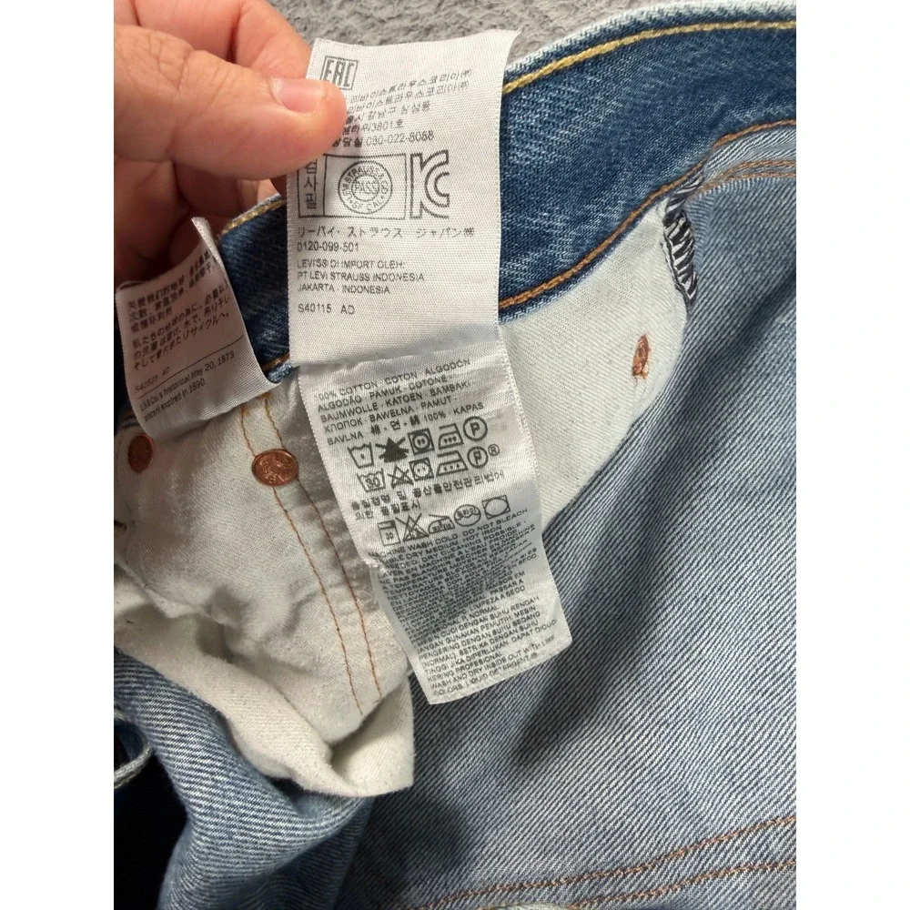 Levi's 501 Jeans Men's 42x28 Blue Denim Pocket Distressed High Rise Straight Leg